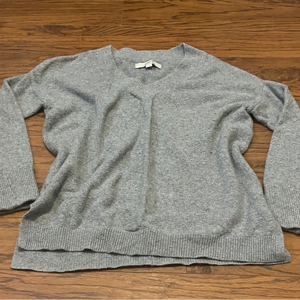LOFT Heather Gray V-Neck Sweater